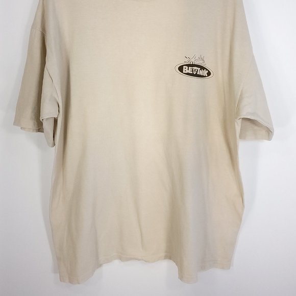 Vtg Beatnik Logo Graphic T-Shirt Men's XL Khaki Tan 90s USA - Picture 2 of 9